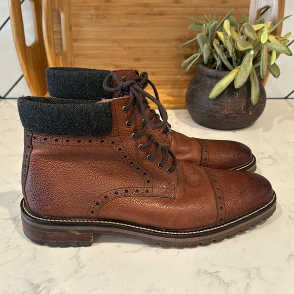Warfield & Grand Darren cap toe lace up boots rugged academia leather size 11 - Picture 1 of 12